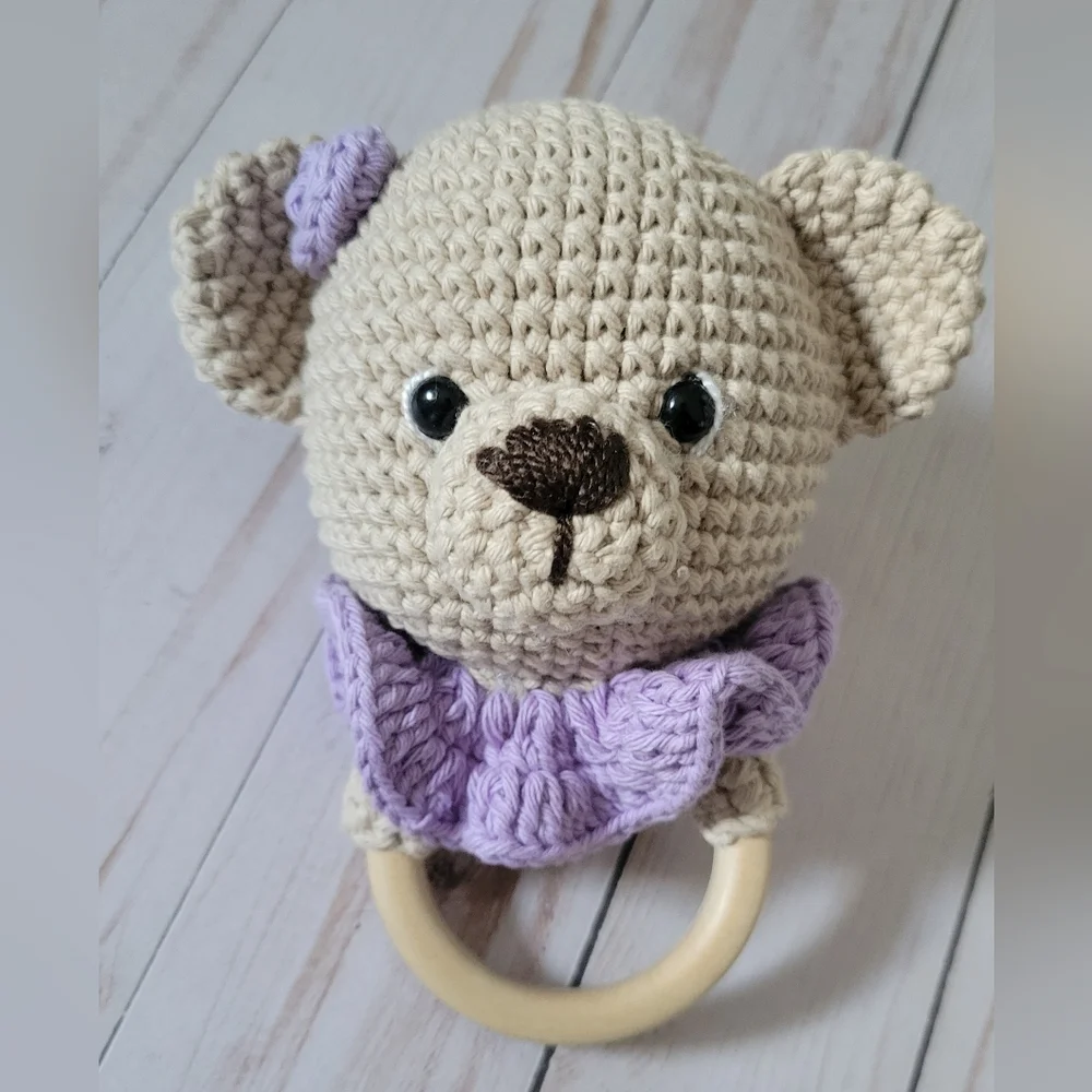 Handmade Crochet Bunny Rattle - Picture 3 of 3